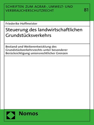 cover image of Steuerung des landwirtschaftlichen Grundstücksverkehrs